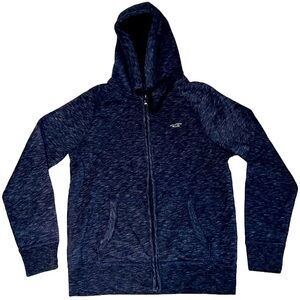 Hollister ICONIC FEEL GOOD FLEECE Heather Blue JACKET HOODIE, Size Small